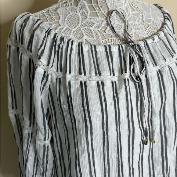NWT Lauren Ralph Lauren Black & White Striped Seersucker Blouse size XXL - Picture 4 of 8